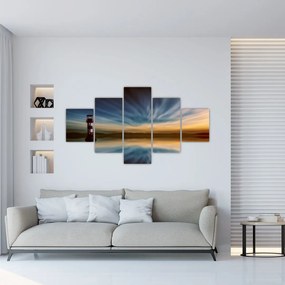 Obraz latarni morskiej na morzu (125x70 cm)