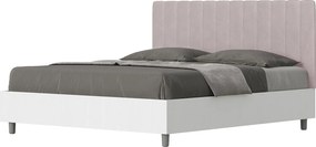 Łóżko bez stelaża 160x190 konstrukcja Frassino biała zagłówek microfibra Kolor lawendy Kaia