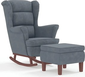 Ciemnoszary fotel bujany uszak z podnóżkiem H5-T38
