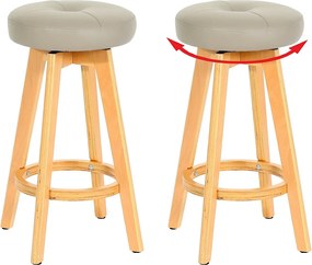 Stołek barowy Boras (zestaw 2) obrotowy,  taupe, jasne nogi