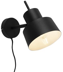 Retro Kinkiet / Lampa scienna czarny obrotowy i uchylny - Chappie Retro Oswietlenie wewnetrzne