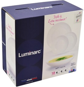 Luminarc 18-częściowy zestaw talerzy Apy White