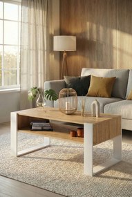 Nowoczesny stolik kawowy z półką dąb sonoma + biały F0-N82