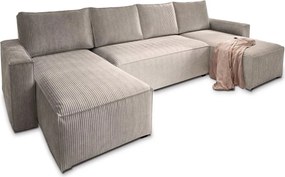PROMOCJA Beżowy zestaw wypoczynkowy w kształcie U SMART COSARO 295x140 cm II klasa jakościowa