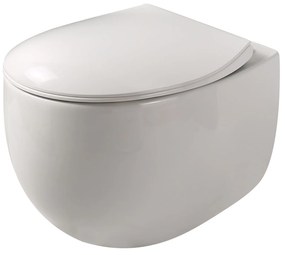 Miska WC wisząca bezkołnierzowa biała EGANI White z deską wolnoopadającą typu Slim