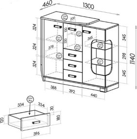 Komoda PALMERO 130 cm do Salonu Sypialni Brązowy