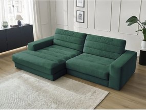 Zielony aksamitny narożnik (lewostronny/z szezlongiem) Sierra – Bobochic Paris