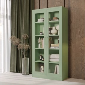Szklana witryna AMELIA, 900 x 1850 x 400 mm, Fresh Style: pastelowy zielony