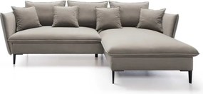 Narożnik GLOSS Prawostronny z funkcją spania, zestaw z poduszkami wolnostojący tkanina RIVIERA 21 Beżowy WERSAL