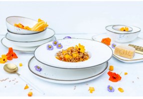 Talerz Mäser Gourmet Pintar białe niebieskiekropki 26 cm