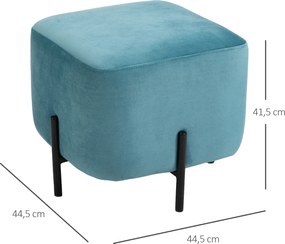 HOMCOM pufa podnóżek do salonu wyściełany poliester stal turkusowy