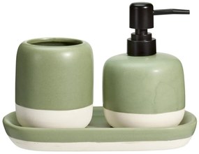 Dozownik do mydła i kubek na szczoteczki na ceramicznej podstawce THE PASTELS