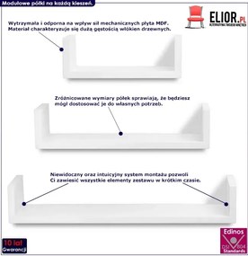 Zestaw białych półek ściennych - Baffic 2X