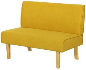 HOMCOM Sofa dwuosobowa z pokryciem kordowym, grubą tapicerką i solidnymi nogami drewnianymi do salonu, sypialni, biura, Żółty