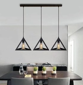 Lampa sufitowa metalowa loft trójkątna wisząca AT39-3SZ-Black