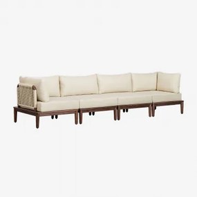 Modułowa Sofa Ogrodowa 4-częściowa Z 2 Narożnymi Fotelami Z Akacji Giulia Ciemny Akacjowy Brąz - Sklum