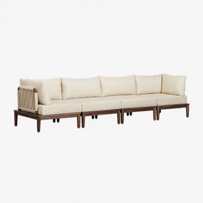 Sofa Modułowy Ogrodowy 4-częściowy Z 2 Narożnikowymi Fotelami Z Akacji Giulia Ciemny Akacjowy Brąz - Sklum