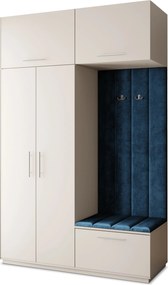 Masseno Garderoba REMA 150/240/60 cm Nowoczesna Szafa do Przedpokoju Kaszmir, MONOLITH 77 (Niebieski)