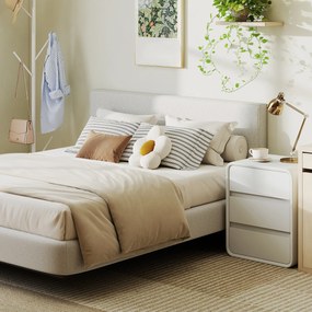 HOMCOM Zagłówek montowany na ścianie, pikowanie 160 x 10 x 60 cm, obicie z tkaniny, kremowy | Aosom PL