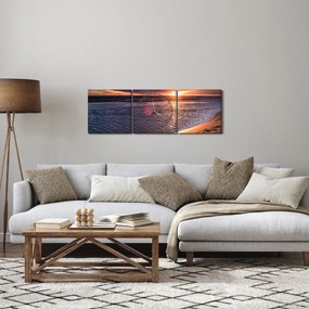 Obraz zachodu słońca (z zegarem) (90x30 cm)