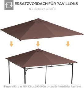 Outsunny Zamienny dach do pawilonu ogrodowego, poliester, 2,98 x 2,95 m, kolor kawa