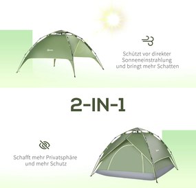 Outsunny Namiot kempingowy szybki montaż dla rodziny 2 dorosłych 1 dziecko wodoodporny zielony 210x210x140cm | Aosom PL