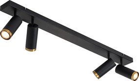 Nowoczesny plafon z reflektorami czarny z brązem 4-światłowy regulowany - Renna