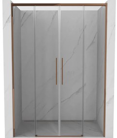 Mexen Rox drzwi prysznicowe rozsuwane 150 cm, transparent, różowe złoto - 8C2-140-002-60-00