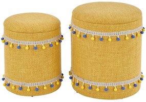 Komplet 2 żółtych puf ze schowkiem D6-F26