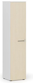 Szafa biurowa wąska PRIMO WHITE, 1781 x 400 x 420 mm, biały/brzoza