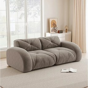 Canapé 2 places modulable en tissu chenille, 204x95x76cm, Marron