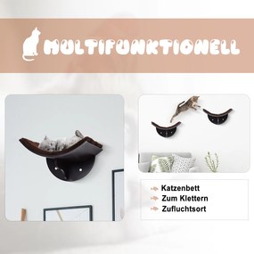 Pawhut Legowisko Ścienna Półka dla Kota Pluszowa Nakładka Mdf Brązowy Wygodne i Stylowe 41x28x21cm | Aosom PL