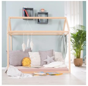 Naturalne łóżko dziecięce w kształcie domku 70x140 cm Montessori – Roba