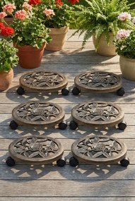 Brązowe stojaki na kółkach pod donice K2-C68