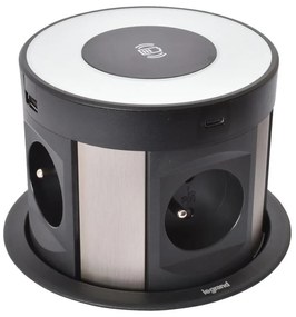 Legrand 654981 - Kolumna z gniazdami do blatu 4x230V + 2xUSB-A + 2xUSB-C + ładowanie bezprzewodowe