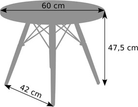 Stolik kawowy okrągły 60 cm biały – skandynawski stolik MDF z drewnianymi nogami bukowymi