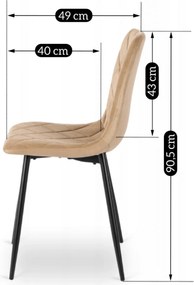 Krzesło Tapicerowane FORIS Beżowe Welurowe Nowoczesne Loft