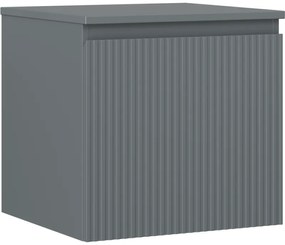 Mexen Rivel szafka łazienkowa podumywalkowa 50 cm z blatem, 1 szuflada, ryflowana , grafit mat - 91A20-05047-1-BFC66