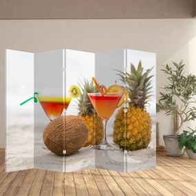 Parawan - Ananasy i szklanki na plaży (210x170 cm)