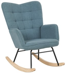 HOMCOM Fotel bujany ergonomiczny z drewnianymi płozami do 120 kg jasnoniebieski | Aosom PL