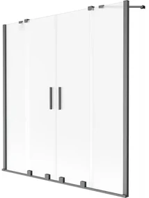 Mexen Velar Duo parawan nawannowy 2-skrzydłowy rozsuwany 140 x 150 cm, szron, gun gray szczotkowany - 896-140-000-32-66