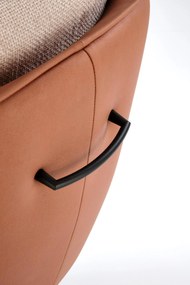 Krzesło do jadalni salonu brązowy beżowy K554 obrotowe tkanina ekoskóra