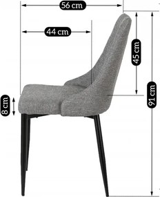 Krzesło Tapicerowane do Salonu CORK 2 Szare Nowoczesne Loft