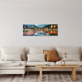 Obraz - Jezioro Jasna, Gozd Martuljek, Alpy Julijskie, Słowenia (z zegarem) (90x30 cm)