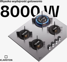 Klarstein Goldflame 60cm Płyta gazowa 4 palniki Srebrny