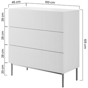 Komoda z szufladami Nicole 100 cm - czarny mat / czarne nóżki