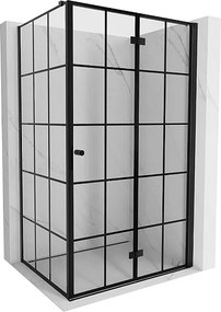 Mexen Mist-F kabina prysznicowa składana prawa 90 x 80 cm, czarna kratka, czarna - 8A6T-090-080-70-77-P