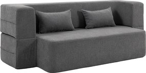 HOMCOM 2-osobowa sofa rozkładana z pianki, sofa rozkładana z szerokimi podłokietnikami, 2 poduszki, nośność 360 kg, szary