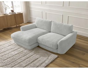 Jasnoszary narożnik z tkaniny szenilowej (lewostronny/z szezlongiem) Leonore – Bobochic Paris