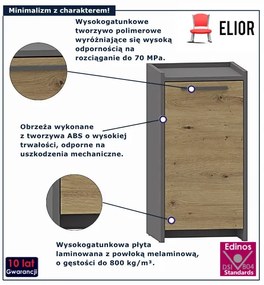 Wąska komoda nowoczesna dąb artisan + antracyt T0-S57